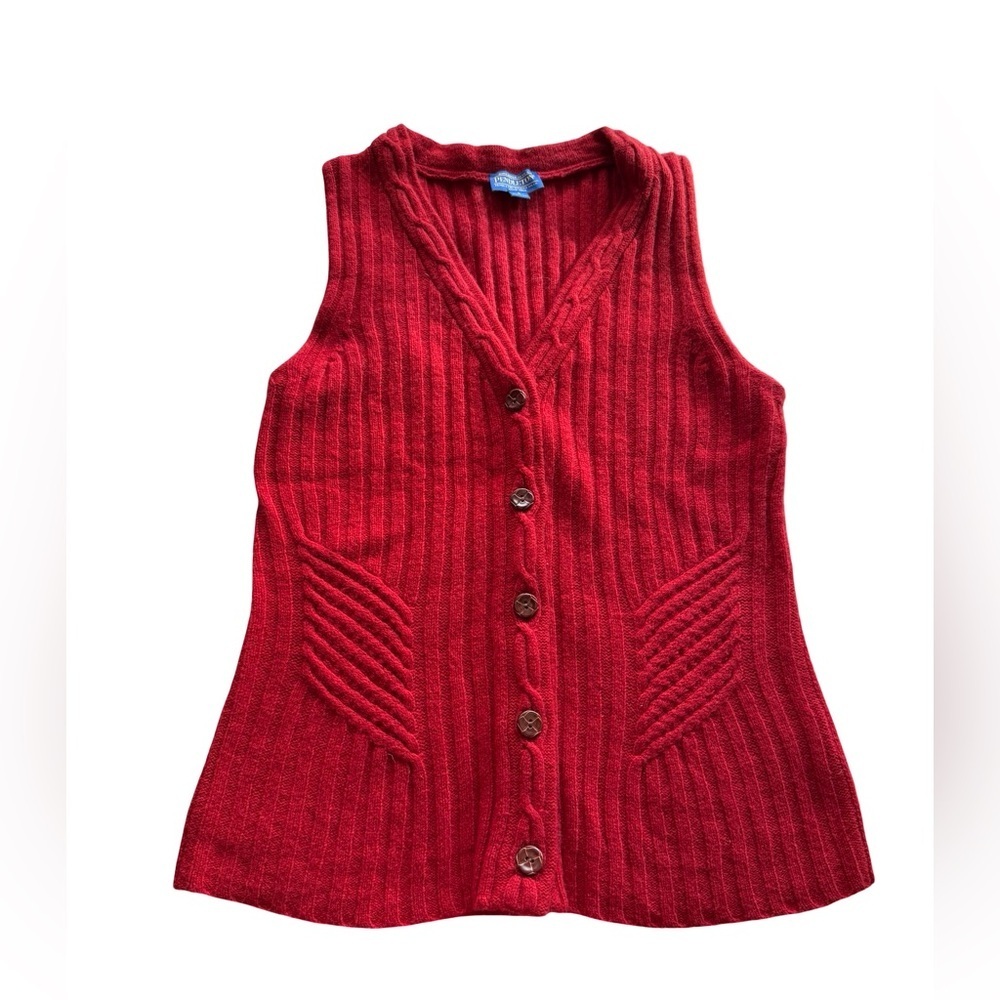 Pendleton Lambswool Sweater Vest Size Small Red Button Front Knit Cottagecore